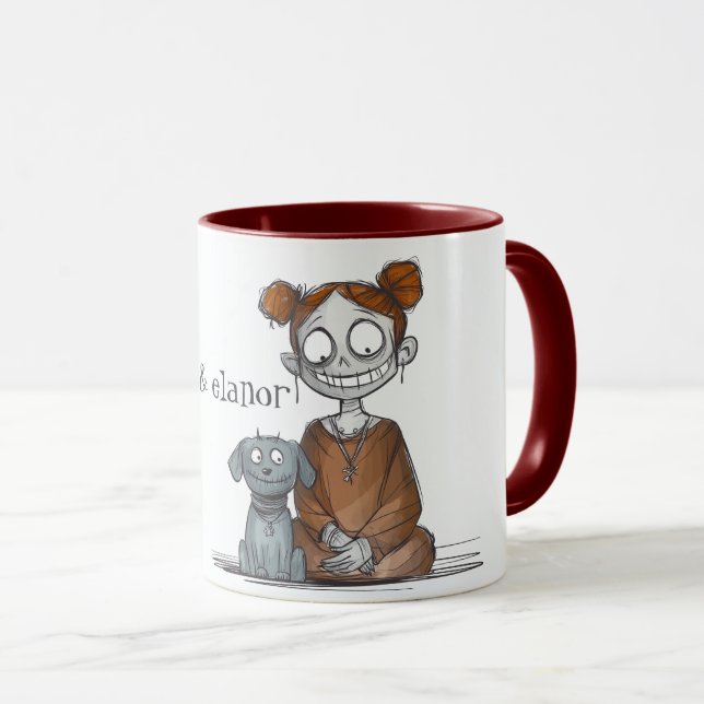 Spooky Dog & Girl Tasse (VorderseiteRechts)