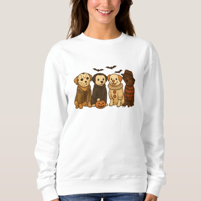 Spooky Dogs Squad – Cute Halloween Puppy Design Sweatshirt (Vorderseite)