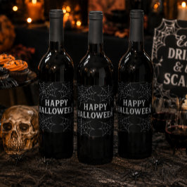 Spooky Drinks glücklich Halloween Spinnennetze Spu Weinetikett