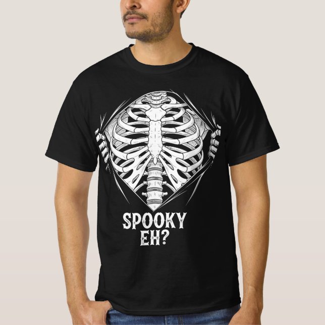Spooky Eh? Skeletton Halloween Design T-Shirt (Vorderseite)