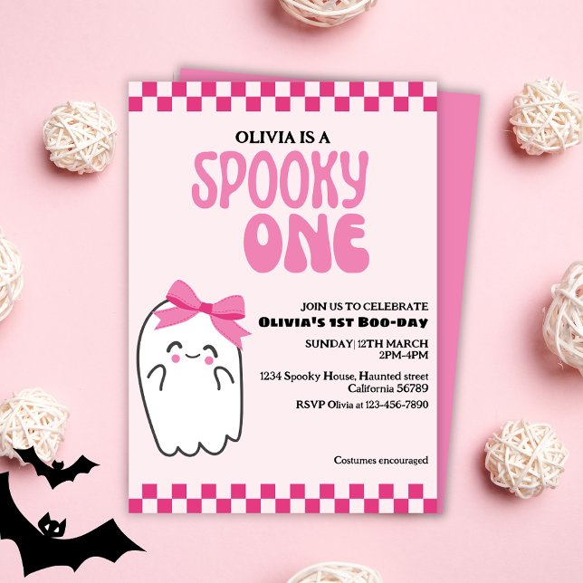 Spooky ein niedliches Geisterpink-Mädchen zum erst Einladung (Von Creator hochgeladen)