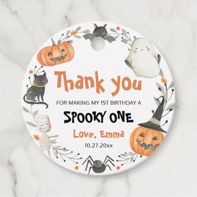 Spooky Ein Niedliches Halloween Ghost 1. Geburtsta Geschenkanhänger (Vorderseite)