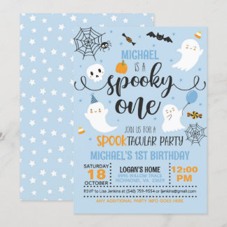 Spooky Einladung zum Geburtstag - Junge (blau)