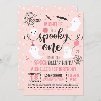 Spooky Einladung zum Geburtstag - Mädchen (pink)