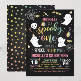 Spooky Einladung zum Geburtstag - Mädchen (schwarz