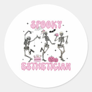Spooky Esthetician Halloween Skeleton Hauttherapie Runder Aufkleber