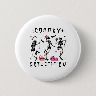 Spooky Esthetician Skeleton Halloween Design Button