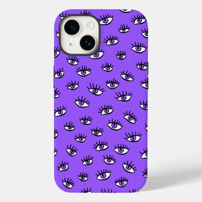 Spooky Evil Eyes Lila Halloween Case-Mate iPhone 14 Hülle (Rückseite)