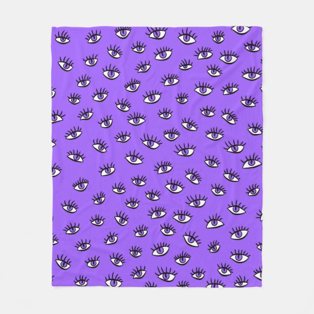 Spooky Evil Eyes Lila Halloween Fleecedecke (Vorderseite)