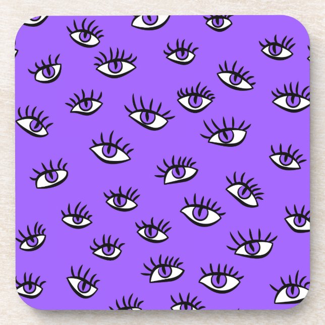Spooky Evil Eyes Lila Halloween Getränkeuntersetzer (Vorderseite)