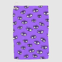 Spooky Evil Eyes Lila Halloween Golfhandtuch