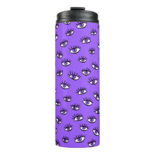 Spooky Evil Eyes Lila Halloween Thermosbecher