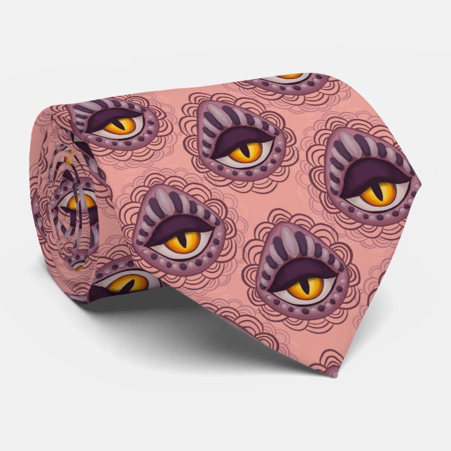 Spooky Eye Pink Witchy Halloween Krawatte (Gerollt)