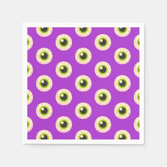 Spooky Eyeball Pattern auf Lila Halloween-Party Serviette (Vorderseite)