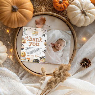 Spooky First Birthday Foto Vielen Dank Einladung
