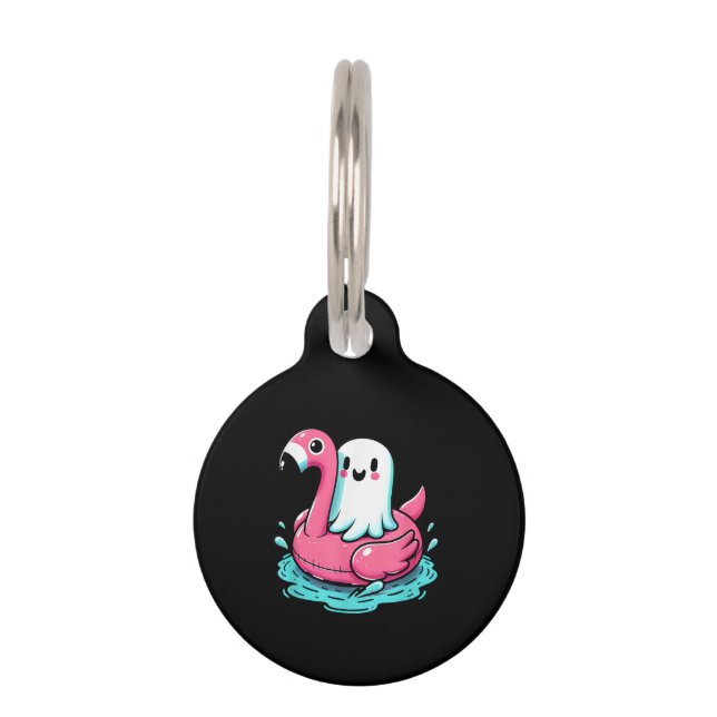 Spooky Flamingo Funny Spooky Summer Summerween Haustiermarke (Vorderseite)