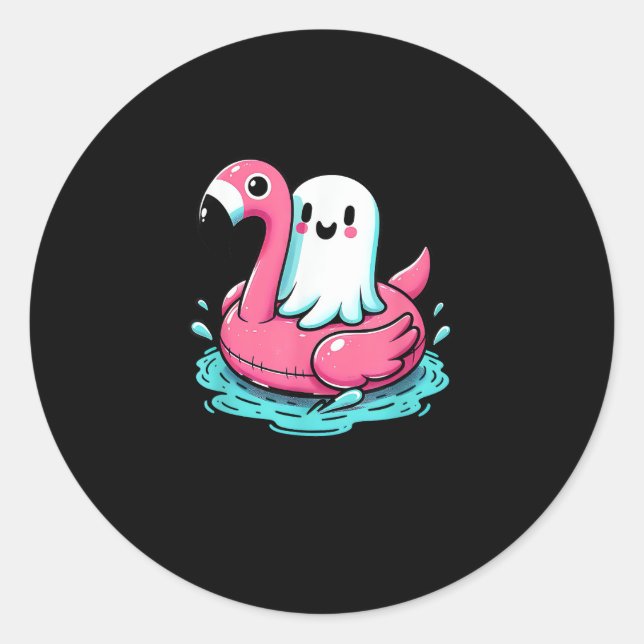 Spooky Flamingo Funny Spooky Summer Summerween Runder Aufkleber (Vorderseite)