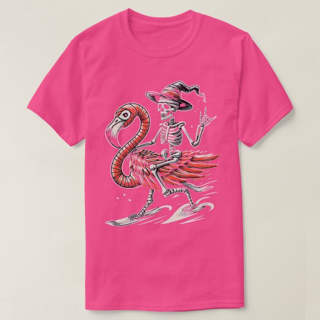 Spooky Flamingo Skeleton Halloween 2 T-Shirt (Design vorne)