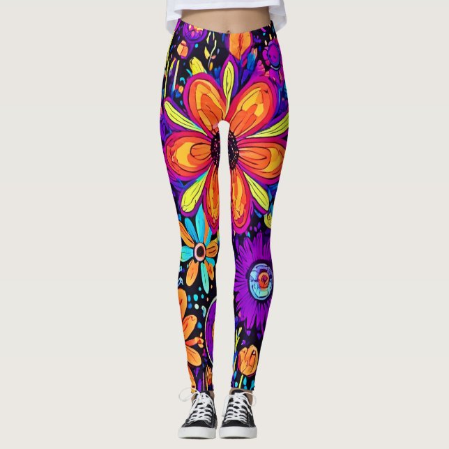 Spooky Floral Art Leggings (Vorderseite)