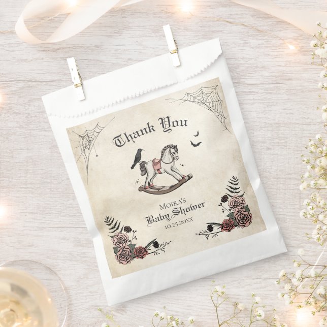 Spooky Floral Gothic Baby Dusche Vielen Dank Geschenktütchen (Ausgeschnitten)