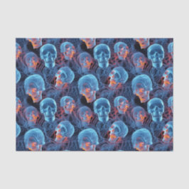 Spooky Florescent Blue Skulls Halloween Seidenpapier