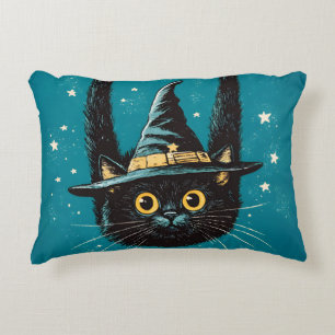 Spooky Flying Black Cat Hexe Dekokissen