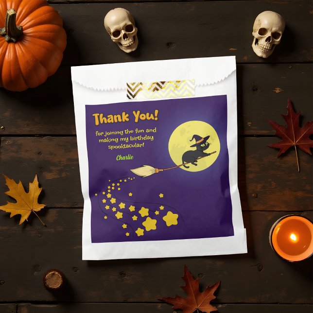 Spooky Flying Hexe Black Cat Niedlich Danke Party Geschenktütchen (Von Creator hochgeladen)