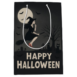 Spooky Flying Hexe Halloween Gruß Mittlere Geschenktüte