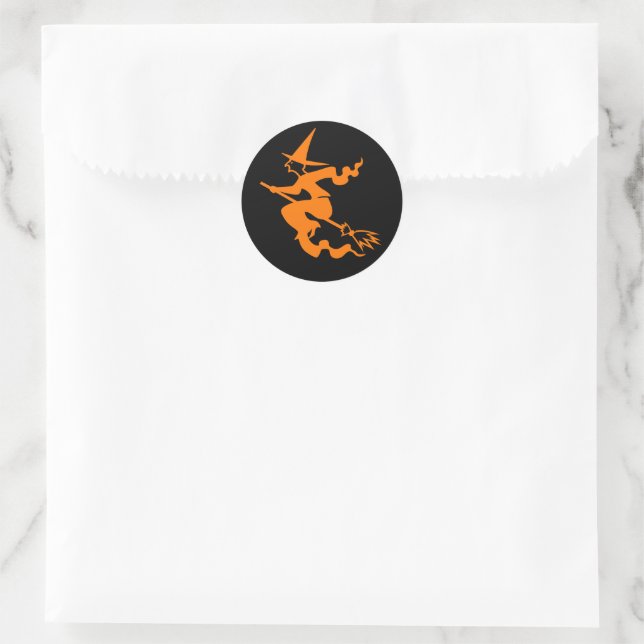 Spooky Flying Hexo Orange Black Halloween Kinder Runder Aufkleber (Tasche)