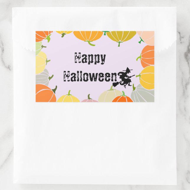 Spooky Flying Hexs Orange Pumpkings Rechteckiger Aufkleber (Tasche)