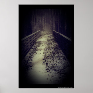 Spooky Foggy Walking Bridge Poster