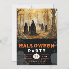 Spooky Forest Cloaks Beängstigende Leute Halloween Einladung