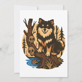 Spooky Forest Dog with Skulls Horror Art Einladung