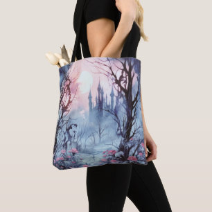 Spooky Forest Full Moon Blue und Pink Halloween Tasche