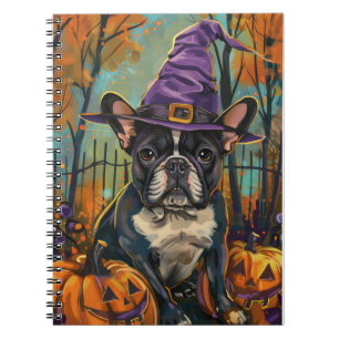 Spooky Französisch Bulldog Halloween Hexe und Kürb Notizblock