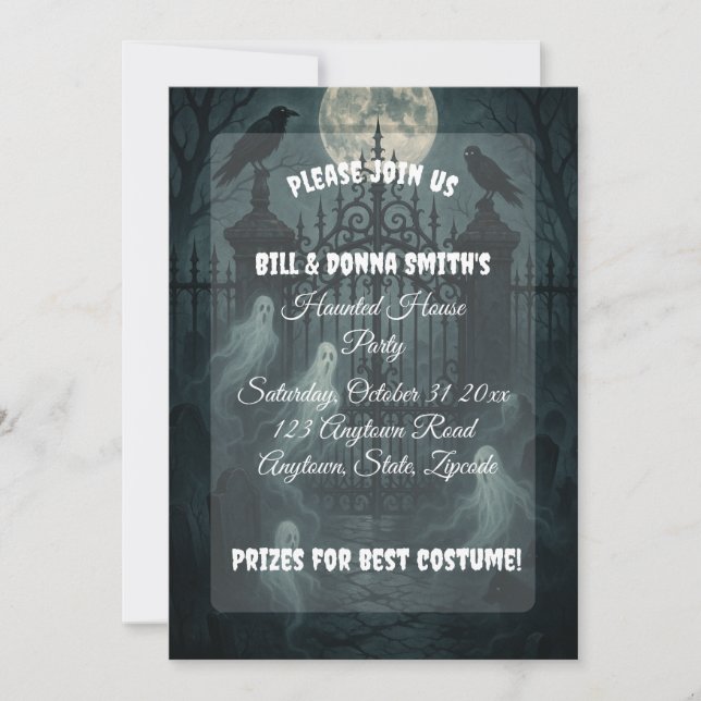 Spooky Friedhof Graveyard Halloween-Party Einladung (Vorderseite)