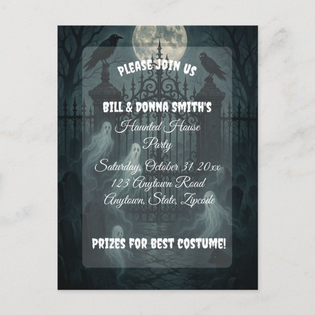 Spooky Friedhof Graveyard Halloween-Party Einladungspostkarte (Vorderseite)