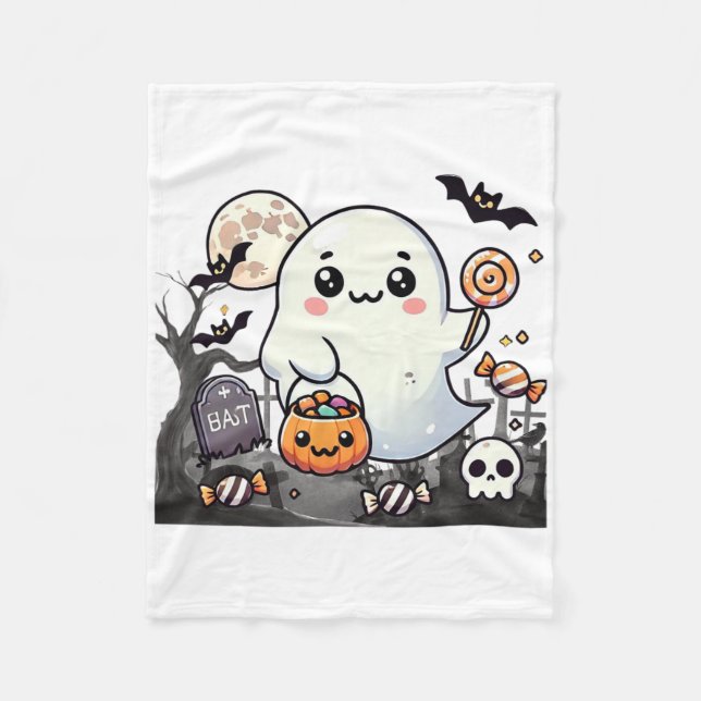 Spooky Friends Niedliche Halloween Ghost Pumpkin M Fleecedecke (Vorderseite)