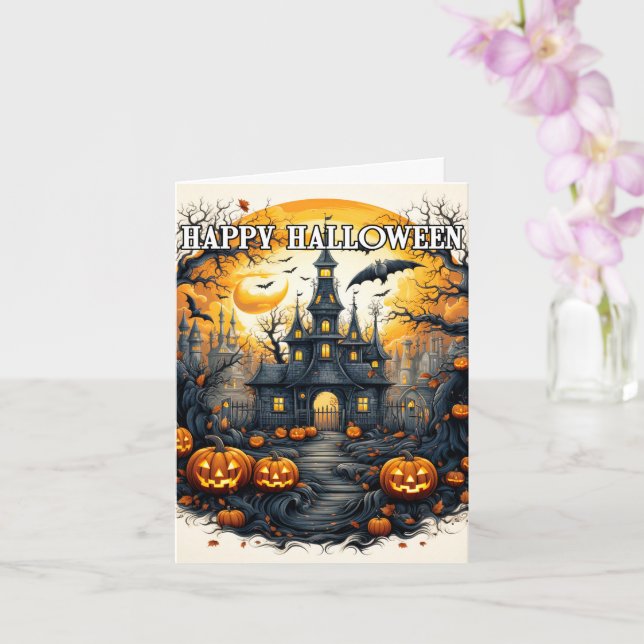 Spooky Frighful Halloween Spuk House Karte (Orchidee)