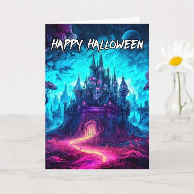 Spooky Frighful Spuk House | Frohe Halloween Karte (Kleine Pflanze)