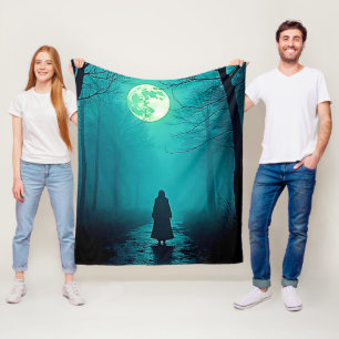 Spooky Full Moon Night Design Fleecedecke