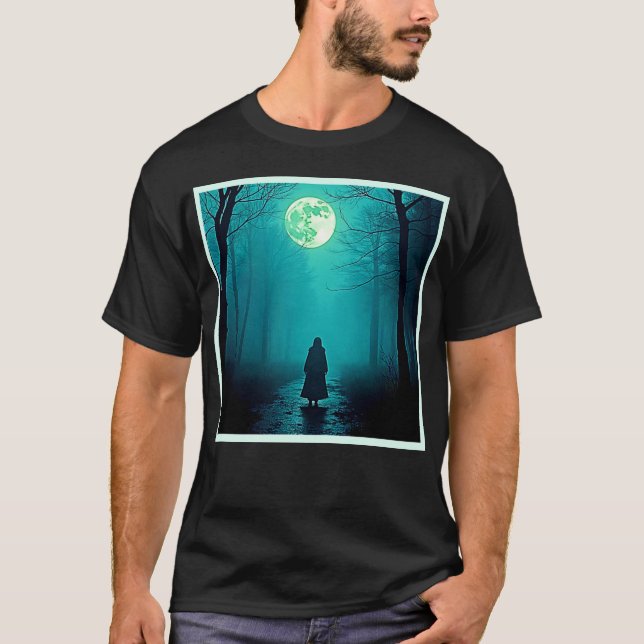 Spooky Full Moon Night Design T-Shirt (Vorderseite)