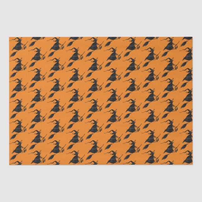 Spooky Fun Black Gothic Flying Hexe Halloween Seidenpapier (Vorderseite)