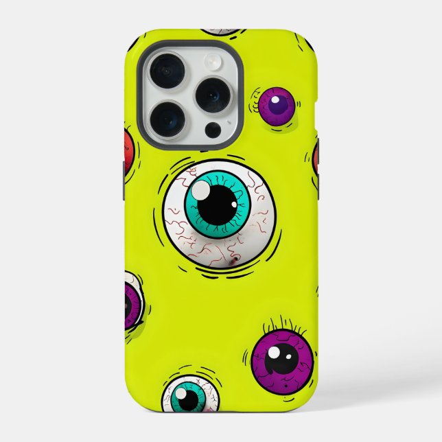 Spooky & Fun Eyeball Pattern iPhone Case 15 Pro Hülle (Rückseite)