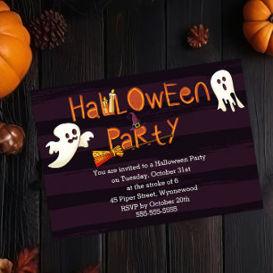 Spooky Fun Halloween-Party - Gespenster & Hexenhut Einladung