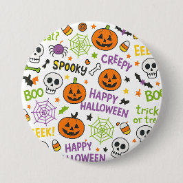 Spooky & Fun Pumpkin - farbenfrohe Halloween-Muste Button