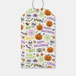 Spooky & Fun Pumpkin - farbenfrohe Halloween-Muste Geschenkanhänger