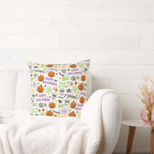 Spooky & Fun Pumpkin - farbenfrohe Halloween-Muste Kissen