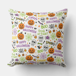 Spooky & Fun Pumpkin - farbenfrohe Halloween-Muste Kissen