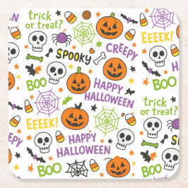 Spooky & Fun Pumpkin - farbenfrohe Halloween-Muste Rechteckiger Pappuntersetzer